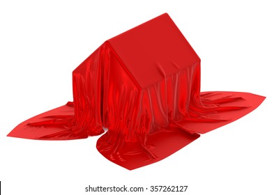 House Covered Red Fabric