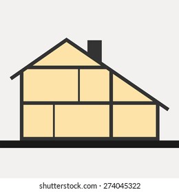 House In Cut. Vertical Cross Section Building. Illustration