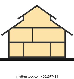 House In Cut. Vertical Cross Section Building Illustration