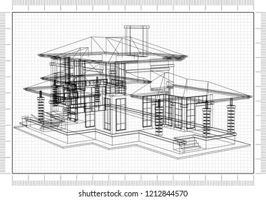 House Design Architect Blueprint Stock Illustration 1212844570 ...