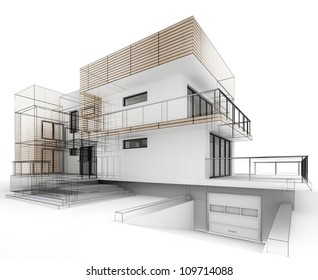 House Design Progress, Architecture Drawing And Visualization