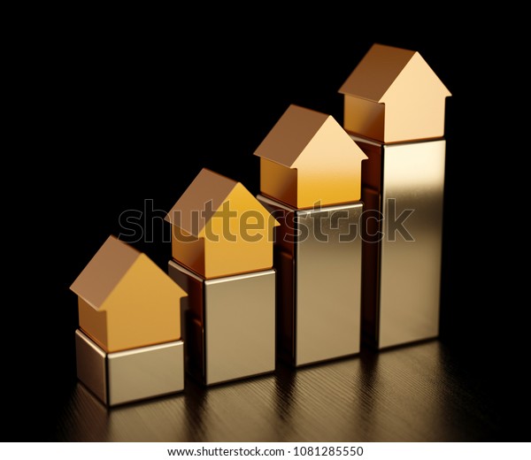 House Golden Bars Chart Graph Growth Stock Illustration ...