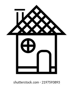 House Icon Illustration. Black And White, Monochrome, Simple House Exterior Illustration. Simple Home Icon Design For Your Design Projects.