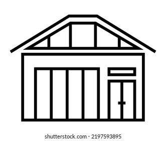 House Icon Illustration. Black And White, Monochrome, Simple House Exterior Illustration. Simple Home Icon Design For Your Design Projects.