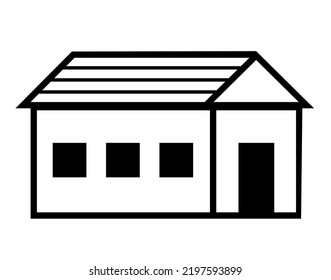 House Icon Illustration. Black And White, Monochrome, Simple House Exterior Illustration. Simple Home Icon Design For Your Design Projects.