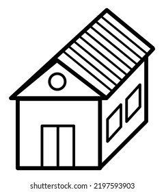 House Icon Illustration. Black And White, Monochrome, Simple House Exterior Illustration. Simple Home Icon Design For Your Design Projects.