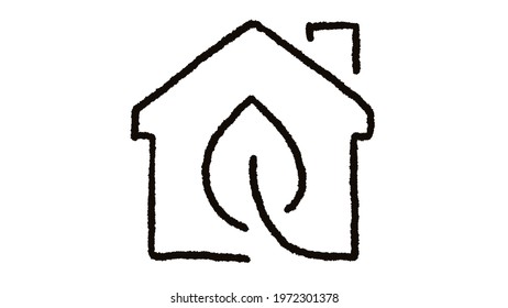 House Icon With Leaf, Animated Whiteboard Style, Bonus Eco Footage