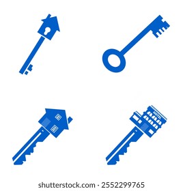 House key blue icon set, flat style - Powered by Shutterstock