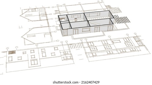 house modern architecture 3d rendering