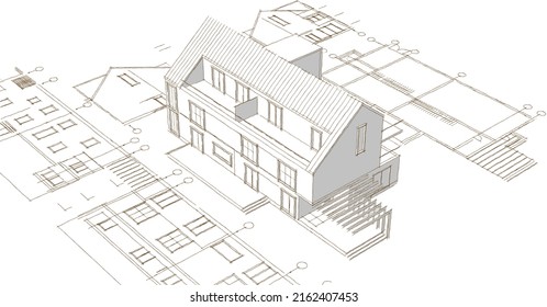 house modern architecture 3d rendering