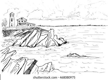 House on rocks by the sea