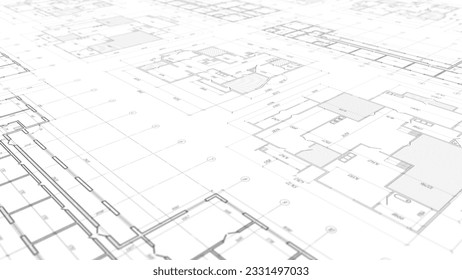 House plan project .Architectural plan .Engineering design .Industrial construction of houses .illustration.