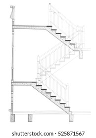 House plan    Section cut stair