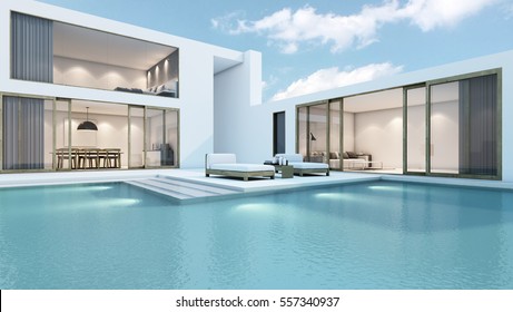 House With Pool Design Minimal - 3D Render