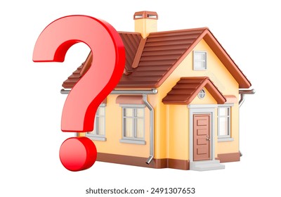 House with question mark, 3D rendering
