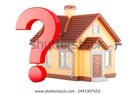 House with question mark, 3D rendering