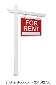 House For Rent Sign. 3d Illustration Isolated On White Background 