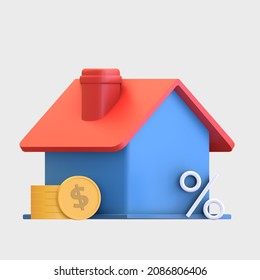 House Reseident Property Tax With Coin Icon 3d Rendered Illustration