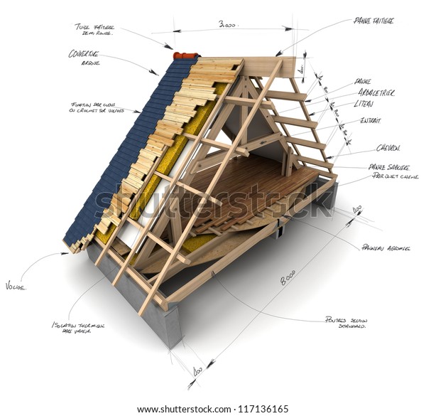 House Roofing Technical Details Stock Illustration 117136165