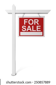 House For Sale Sign. 3d Illustration Isolated On White Background 