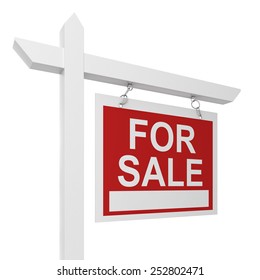 House For Sale Sign. 3d Illustration Isolated On White Background 