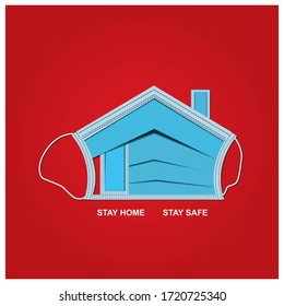 House Shape Mask Design. Stay Home. Stay Safe