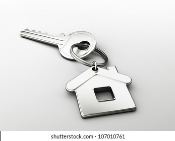 House Shaped Key Chain With Blank Tag