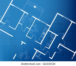 House Technical Draw Blueprint Architectural Project Stock Illustration ...