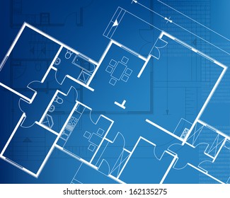 House Technical Draw Blueprint Architectural Project Stock Illustration ...