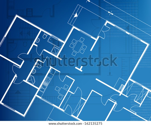 House Technical Draw Blueprint Architectural Project Stock Illustration ...