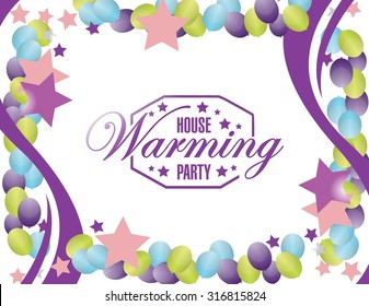 House Warming Party Balloons Card Background Sign Illustration Design Graphic