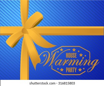 House Warming Party Ribbon Background Sign Illustration Design Graphic