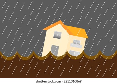 House Washed Away In Floods Caused By Heavy Rain.