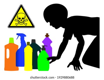 Household detergents are dangerous for kids. Keep your laundry and cleaning products away from children, they are poisoning.