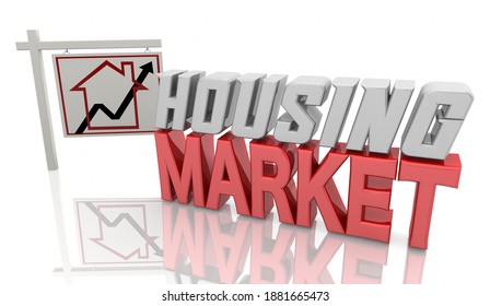 Housing Market Home House For Sale Sign Real Estate 3d Illustration