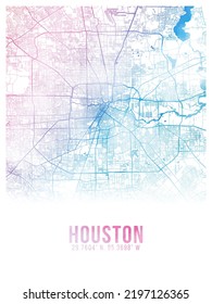 Houston Colors Watercolor City Map Poster