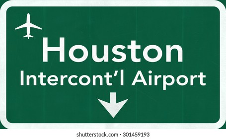 Houston George Bush USA Intercontinental  Airport Highway Road Sign 2D Illustration Texture, background, element
