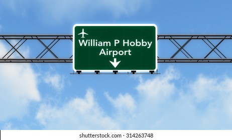 Houston Hobby USA Airport Highway Sign 3D Illustration