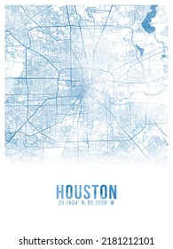 Houston Watercolor City Map Poster