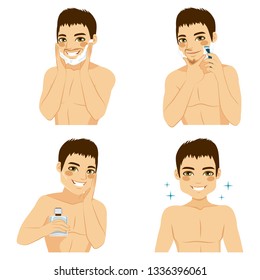 How To Shave Man Beard Steps Using Shaving Foam Cream, Razor And Applying Aftershave For Smooth Skin Result