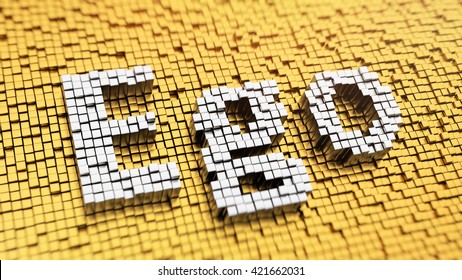 How to stop being selfish? Pixelated word Ego made from cubes, mosaic pattern. 3D illustration picture