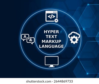 html tech concept.HyperText Markup Language; the standard language for creating web pages and web applications, used to structure content on the web.