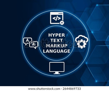 html tech concept.HyperText Markup Language; the standard language for creating web pages and web applications, used to structure content on the web.