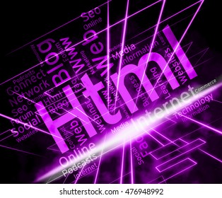 Html Word Represents Hypertext Markup Language Programming