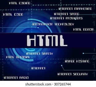 Html Word Showing Hypertext Markup Language And Code