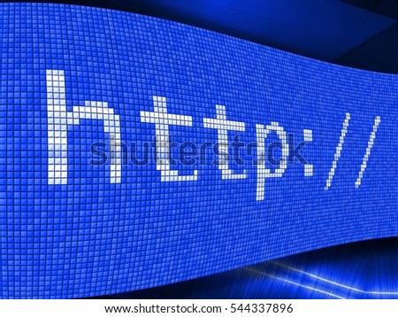 http web search perspective effect icon on blue background.