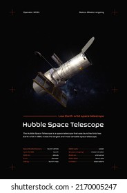 Hubble Space Telescope 3D Illustration Poster