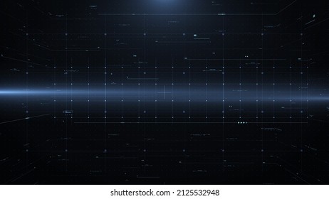 HUD Blue Scifi Digital Information Data Monitoring System Technology Illustration. Cyber Space Grid Area Pattern Texture Information For Screensaver, Game, Science Fiction Background.