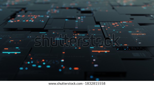 HUD data User Interface.\
Programming source code abstract background. cyber technology\
futuristic data on a screen. Code, Numbers, Binary, Names. 3D\
render