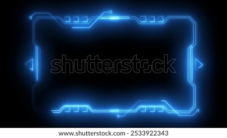 Hud frames blue user interface elements design modern technology futuristic control panel screen digital hologram. Big data and internet ad concept. Mock up place for your advertisement.